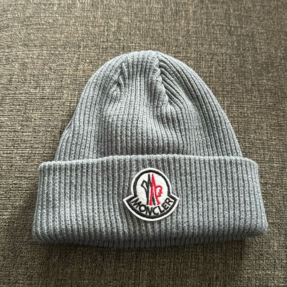 Gray Moncler beanie